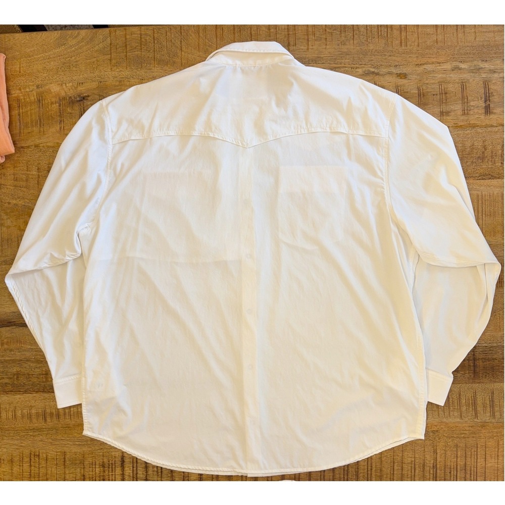 Poncho Western Pearl Snap Shirt Mens XXL Sleeve Logo Performance Long Sleeve - Picture 5 of 9